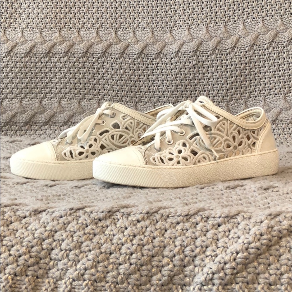 CHANEL Camellia Laser cut sneakers
